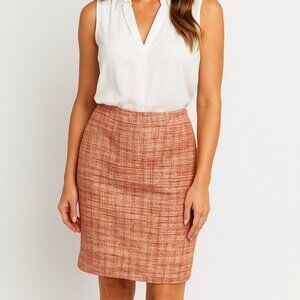 Talbots Tweed Pencil Skirt Pink and Red Multicolor Size 8 NWT